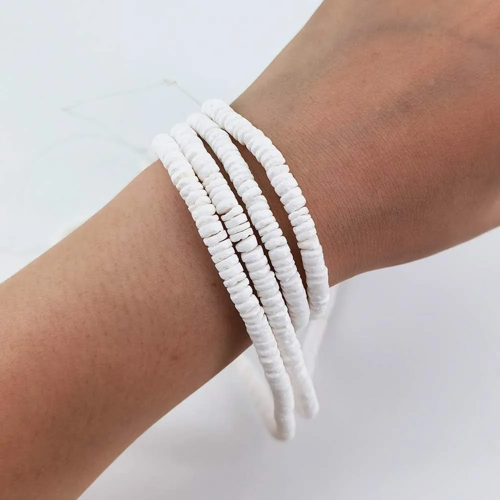 46 Inch White Heishi Beads for Jewelry Making, 6Mm Puka Shells Bead Strand, Natural Thin Flat Seashell Beads for Bracelets Necklaces Chokers and Anklets, African Disc Spacers