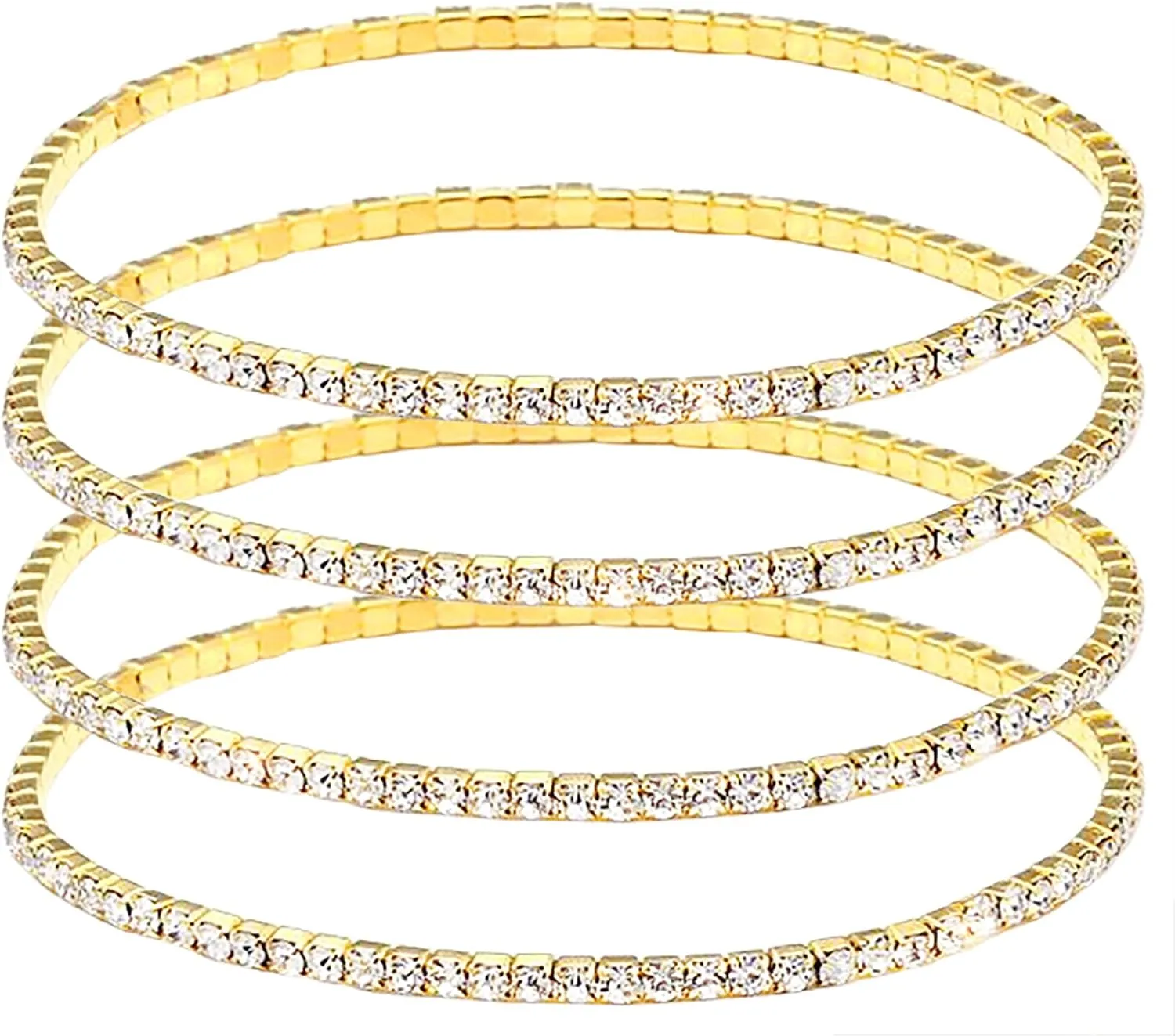 4Pcs Crystal Ankle for Women Cubic Zirconia Tennis Stretch Anklets Diamond Elastic Foot Chain