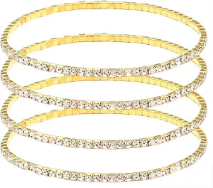 4Pcs Crystal Ankle for Women Cubic Zirconia Tennis Stretch Anklets Diamond Elastic Foot Chain
