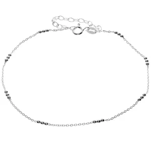 925 Sterling Silver Anti-Tarnish Coated Triple Beads Plain Anklet Bracelet with extender - GA-ANK4