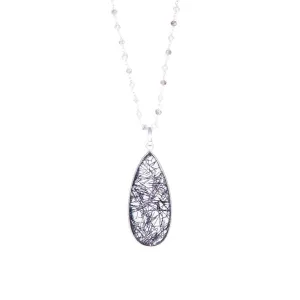 925 Sterling Silver Stone Chain and Semi Precious Pendant Necklace