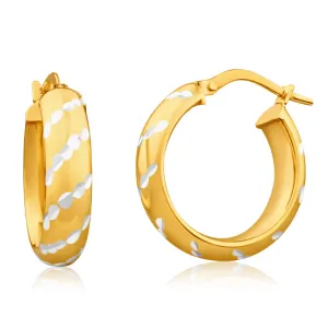 9ct Yellow Gold Silver Filled Pattern 15mm Hoop Earrings 9ct Yellow Gold Silver Filled Pattern 15mm Hoop Earrings