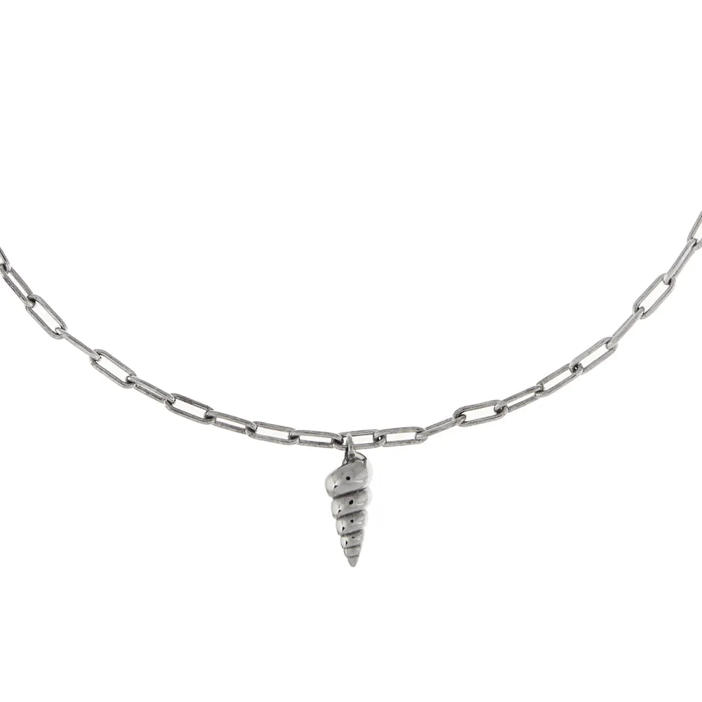 Achara Silver Paperchain Anklet Shell Charm