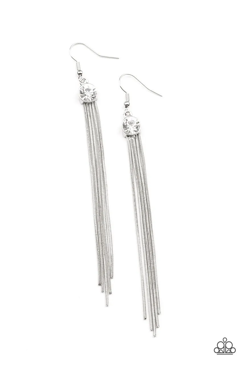 Always in Motion White Paparazzi Earrings