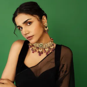 Amara Gulabo Choker Necklace and Earring Set