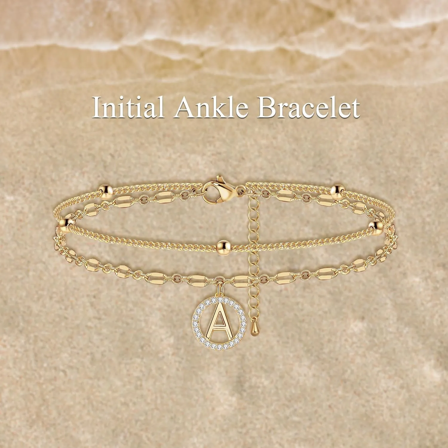 Ankle Bracelets for Women Teen Girls Gifts Gold Plated Stainless Steel Anklets for Women Dainty Initial Anklet Link Summer Beach Vacation Engraved Letter A-Z Birthday Christmas Jewelry for Daughter Wife