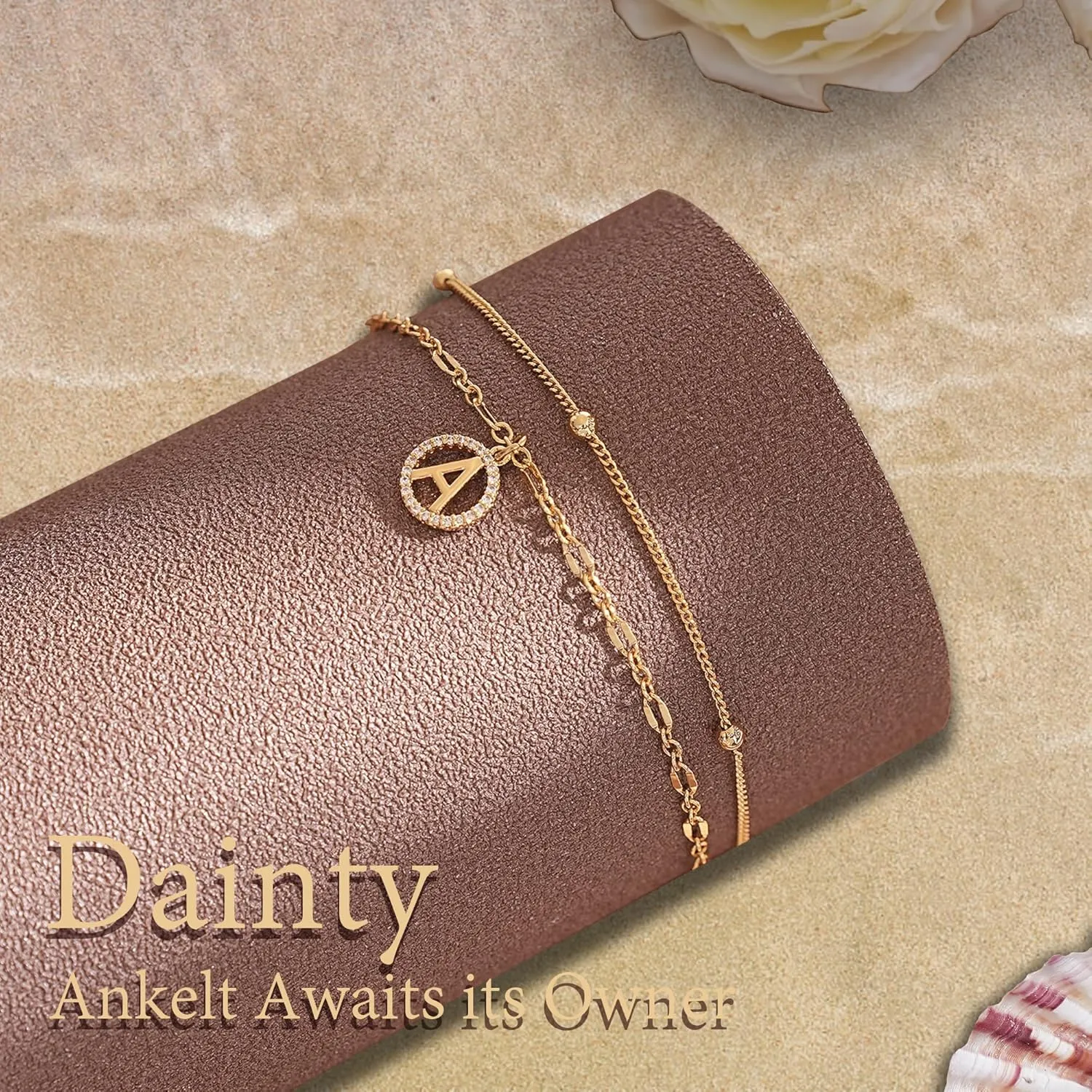 Ankle Bracelets for Women Teen Girls Gifts Gold Plated Stainless Steel Anklets for Women Dainty Initial Anklet Link Summer Beach Vacation Engraved Letter A-Z Birthday Christmas Jewelry for Daughter Wife