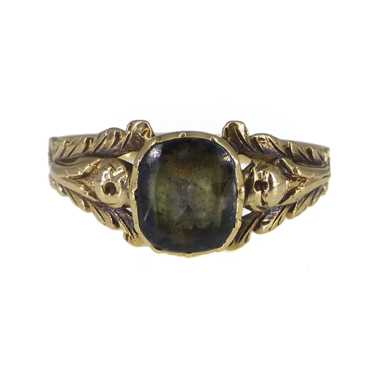 Antique Early Victorian Gold Quartz Mourning Ring