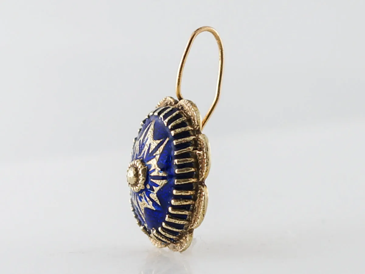 Antique Earrings Victorian Blue Enamel in 14k Yellow Gold