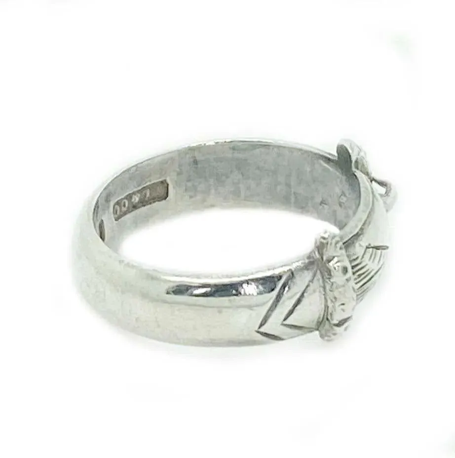 Antique Victorian 1891 Silver Buckle Ring