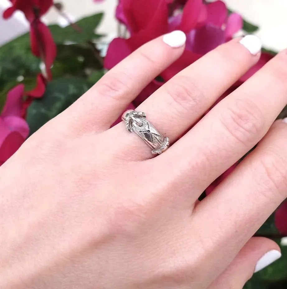 Antique Victorian 1891 Silver Buckle Ring