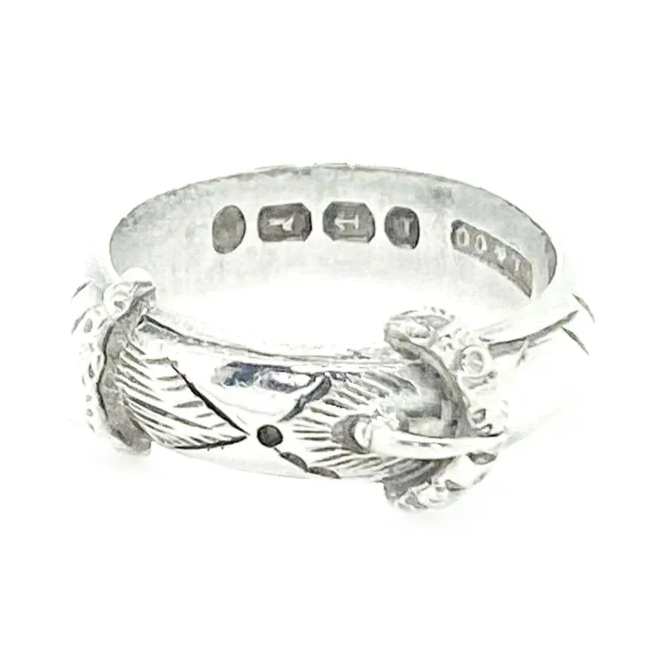 Antique Victorian 1891 Silver Buckle Ring