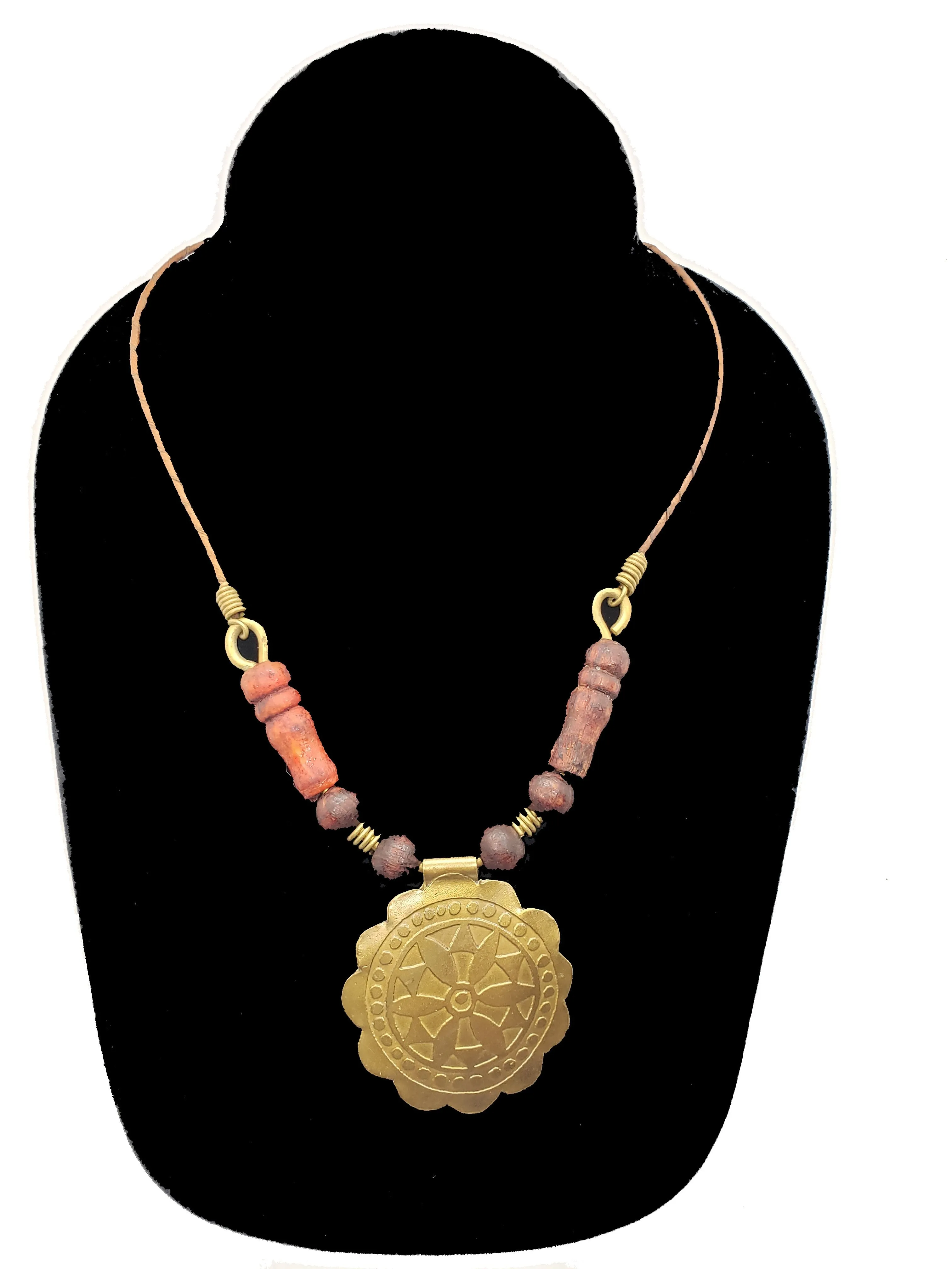 Authentic Leather / Bronze Necklace - 13