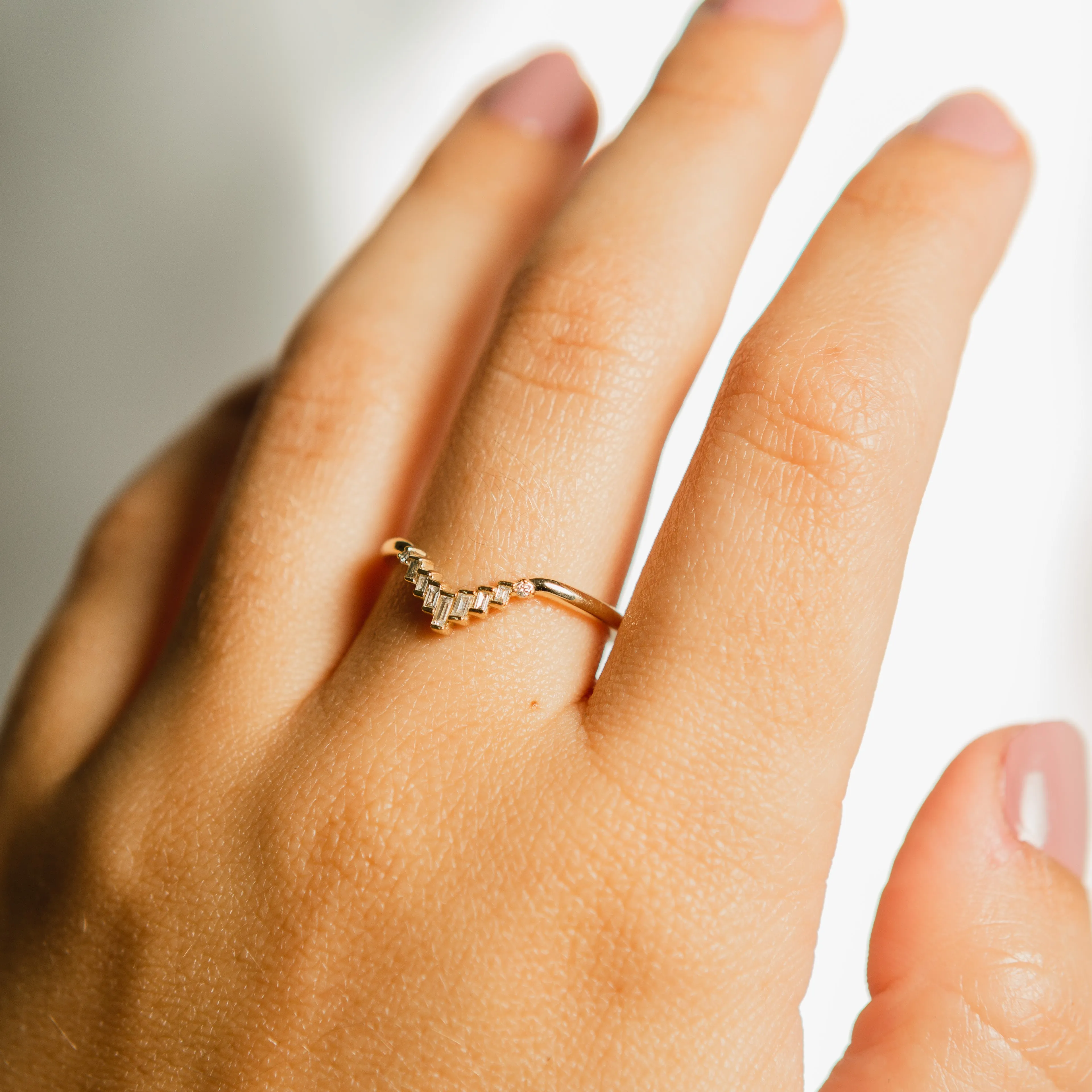 Baguette Diamond Crown Band in 14k Gold