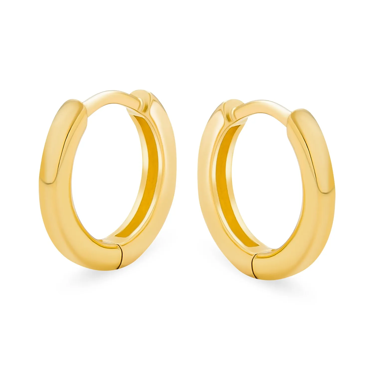 Basic Thin Hoop Huggie Earrings for Men Rose Gold Plated Sterling Silver
