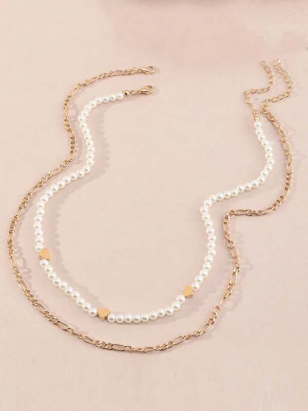 Beaded Chains Contrast Color Double Layered Necklaces Accessories Dainty Necklace