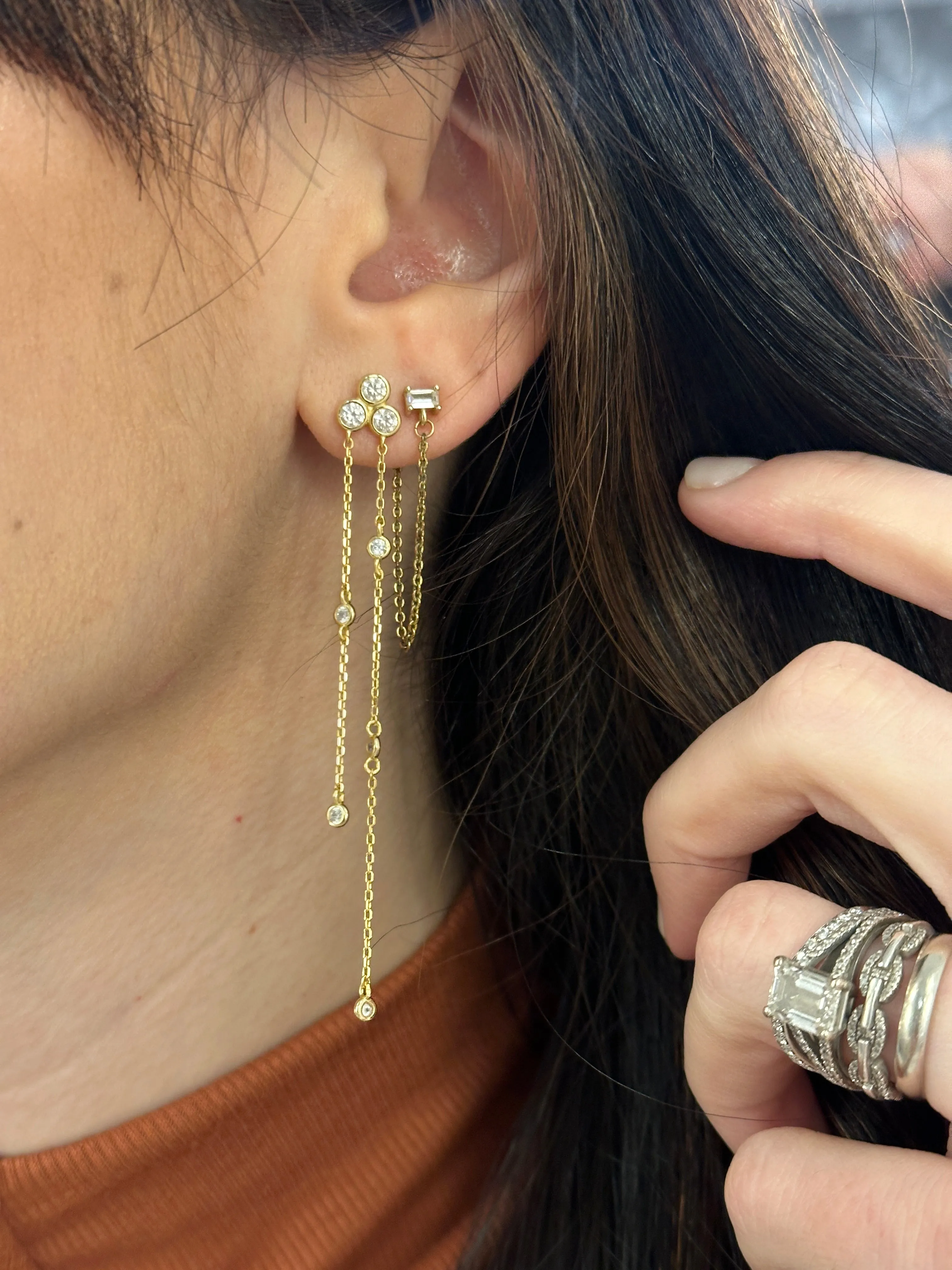 Bezel Chain Earrings