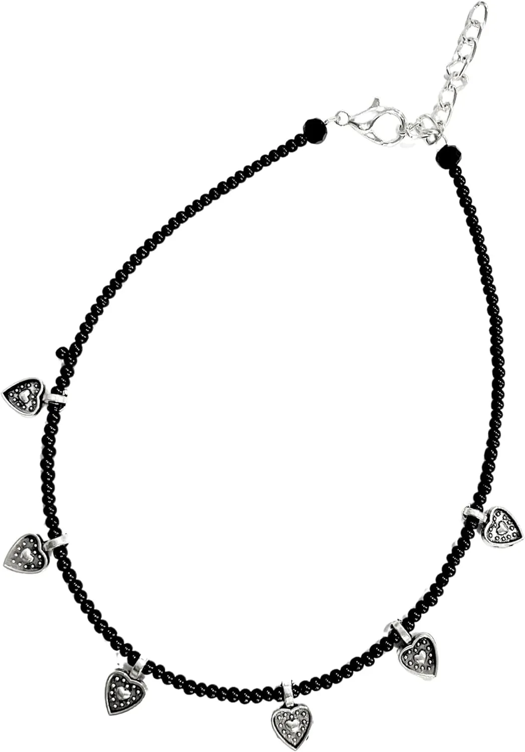 Black Bead Heart Anklet Bracelet Handmade Simple Summer Beach Waterproof Ankle Foot Chain Bracelets for Women Minimalist Jewelry Adjustable
