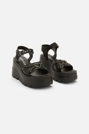 Black Heart Trim Sandal