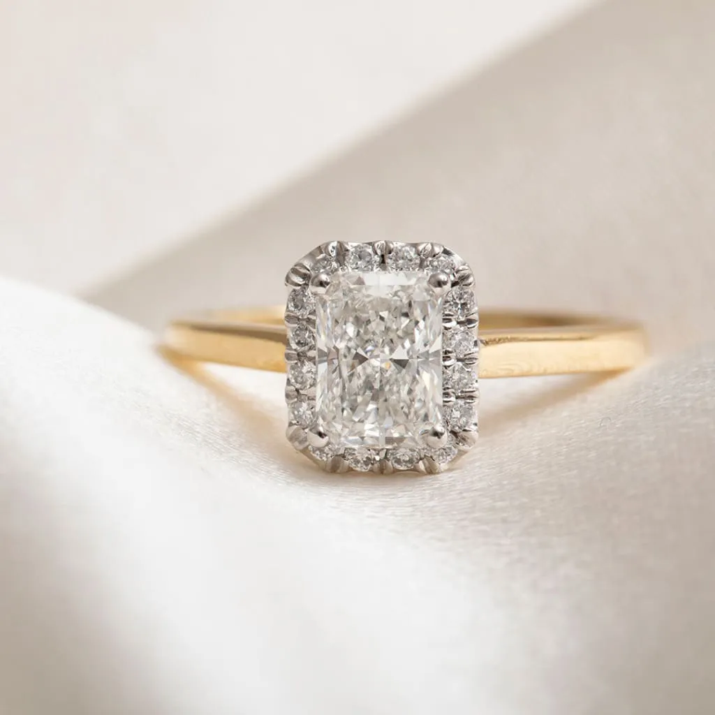 BLAZE | Radiant Cut Halo Lab Diamond Set in 18ct Gold 1.20ct