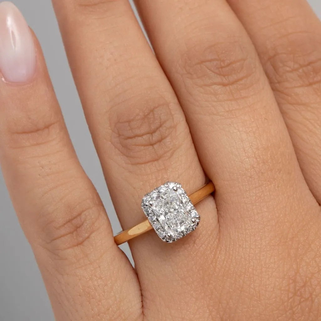 BLAZE | Radiant Cut Halo Lab Diamond Set in 18ct Gold 1.20ct