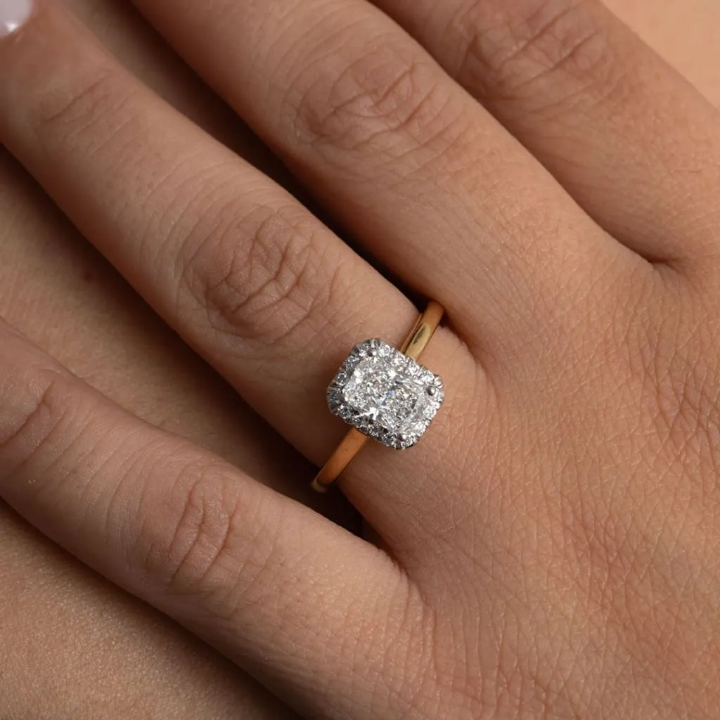 BLAZE | Radiant Cut Halo Lab Diamond Set in 18ct Gold 1.20ct