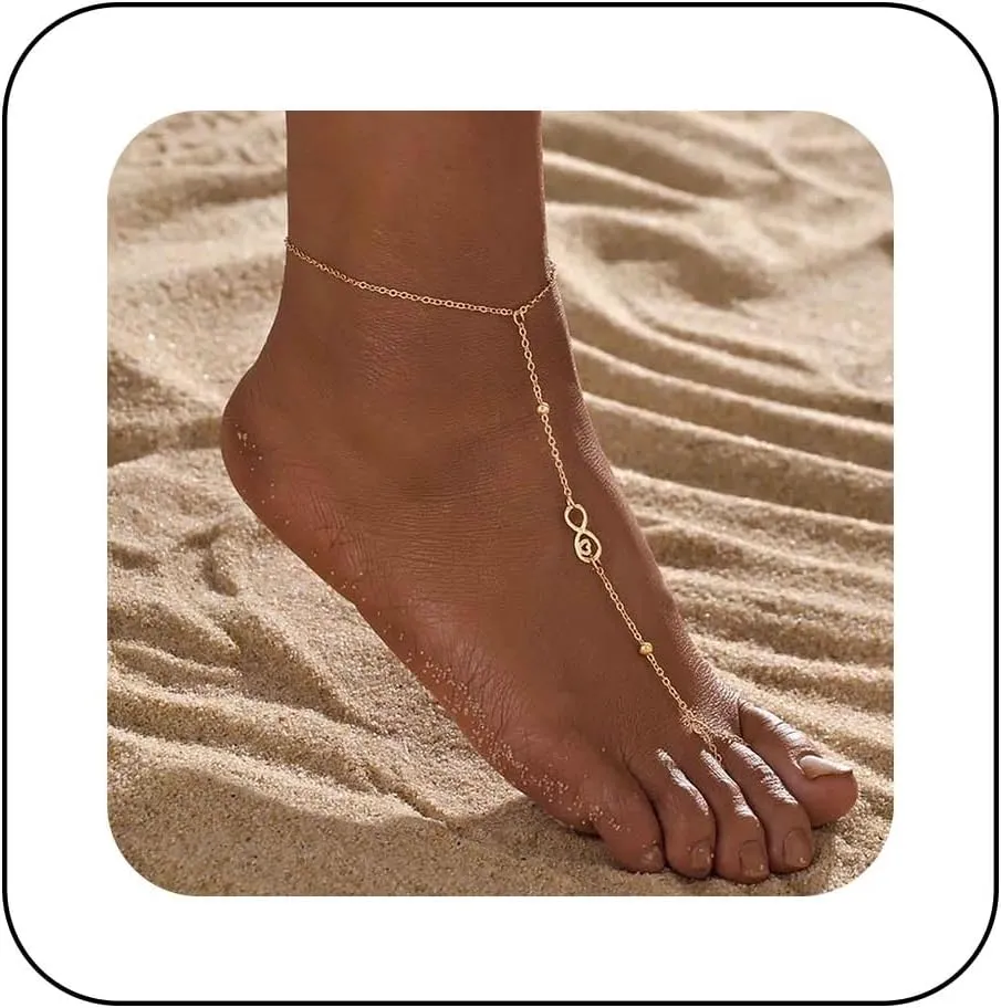 Bohemian Infinity Shell Ankle Bracelet Gold Figure Eight Infinity Anklets Infinity Barefoot Sandals Chain Anklet Friendship Infinity Foot Chain Anklet Summer Beach Foot Chain Jewelry