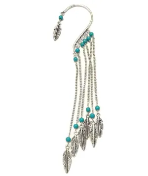 Boho Earcuff with Chains and Feathers - Perfect for Festivals and Parties
