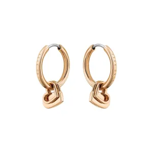 Boss Jewellery Gold Tone Heart Charm Hoop Earrings
