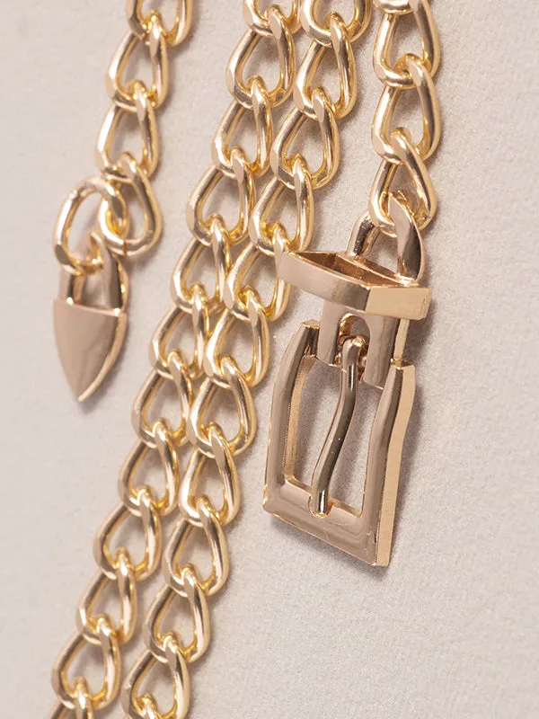 Buckle Chains Solid Color Belts