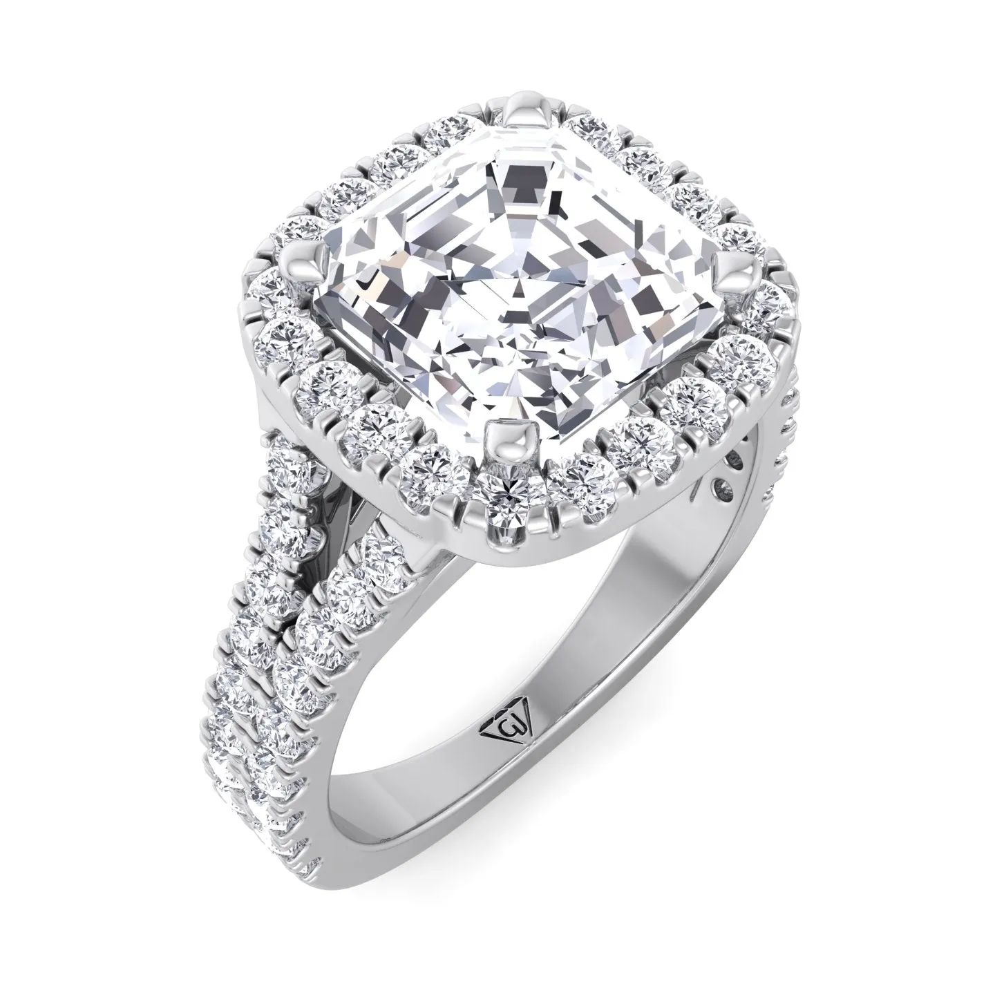 Capri - Radiant Cut Halo Diamond Engagement Ring