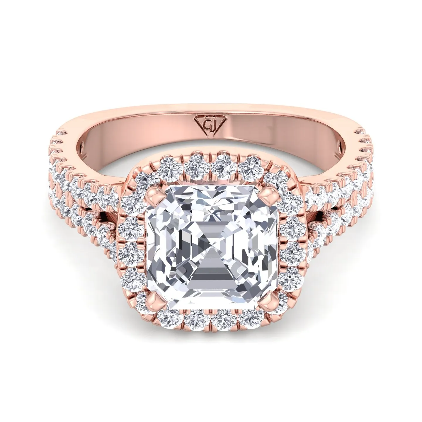 Capri - Radiant Cut Halo Diamond Engagement Ring