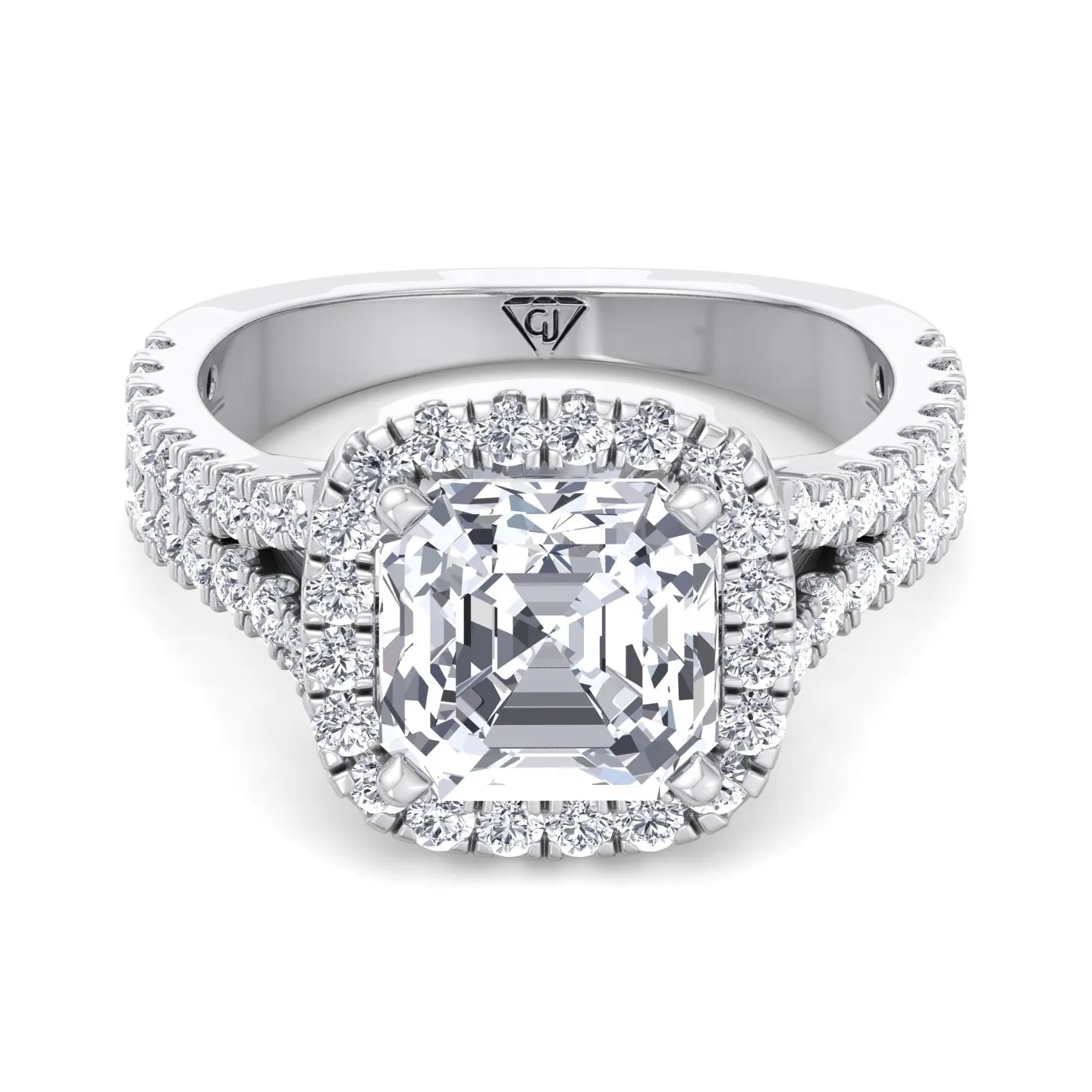 Capri - Radiant Cut Halo Diamond Engagement Ring