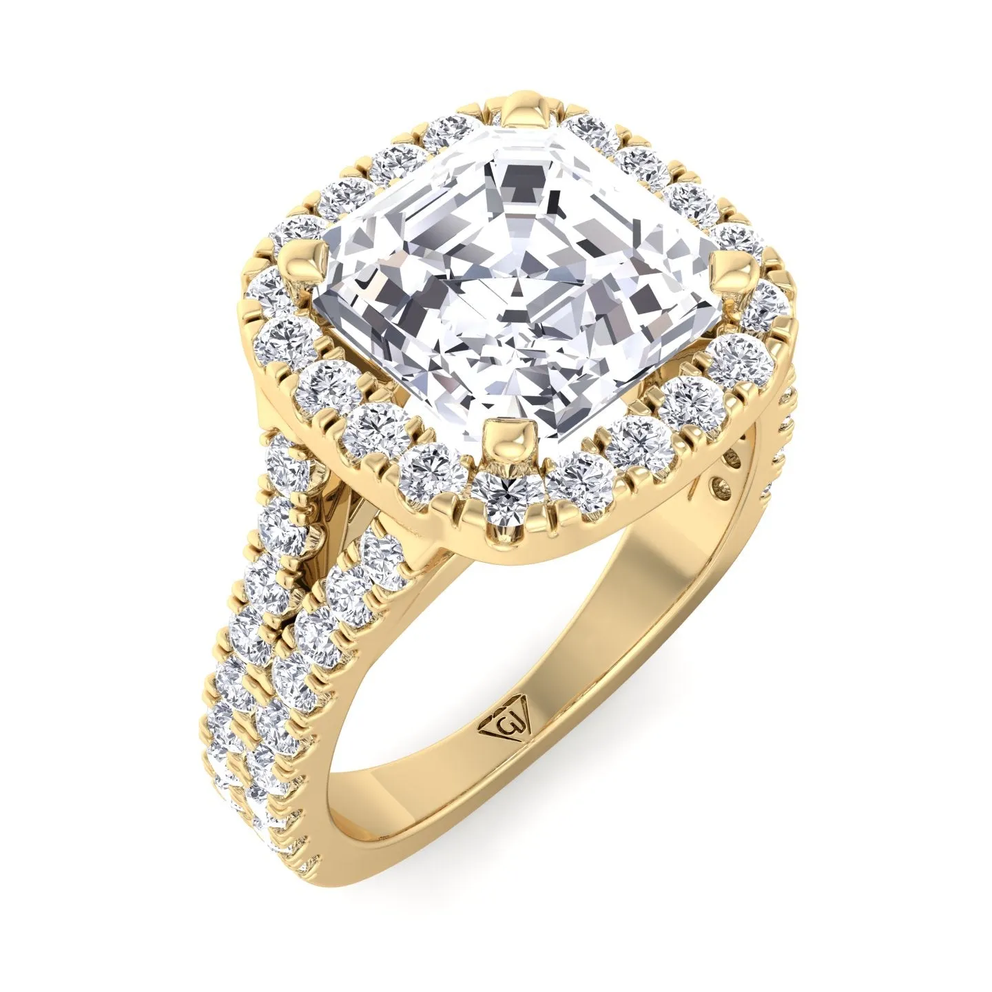 Capri - Radiant Cut Halo Diamond Engagement Ring