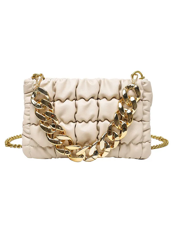 Chains Plaid Solid Color Crossbody Bags