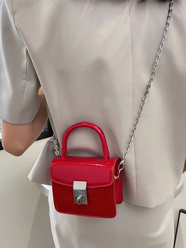 Chains Solid Color Crossbody Handbags
