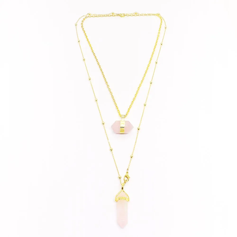 Chakra Hexagon Stone Pendant Necklaces