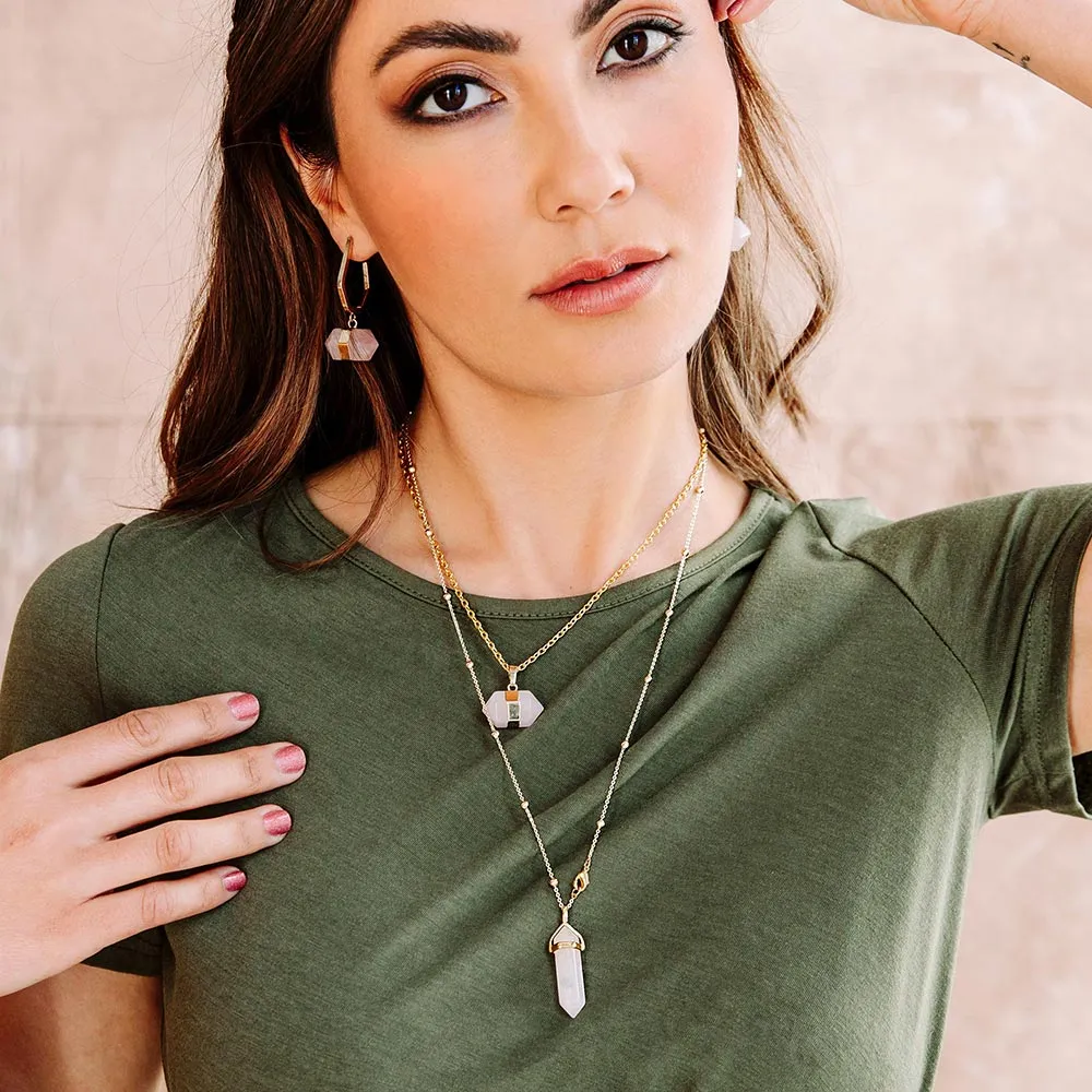 Chakra Hexagon Stone Pendant Necklaces