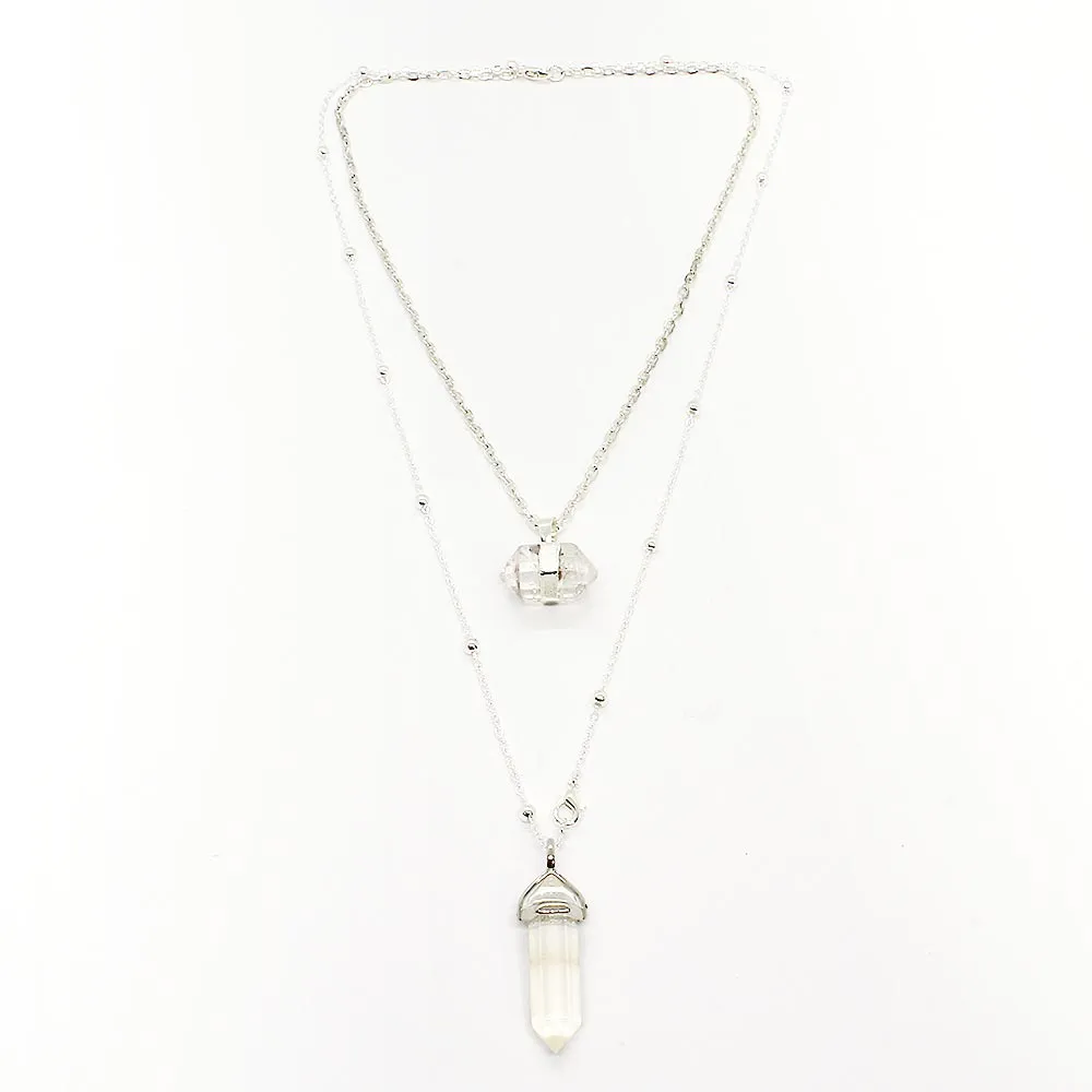 Chakra Hexagon Stone Pendant Necklaces