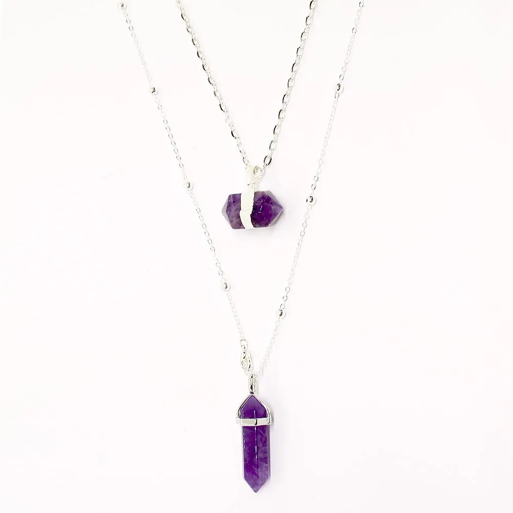 Chakra Hexagon Stone Pendant Necklaces