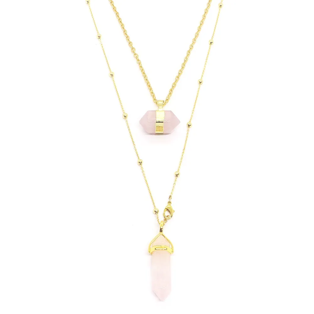 Chakra Hexagon Stone Pendant Necklaces