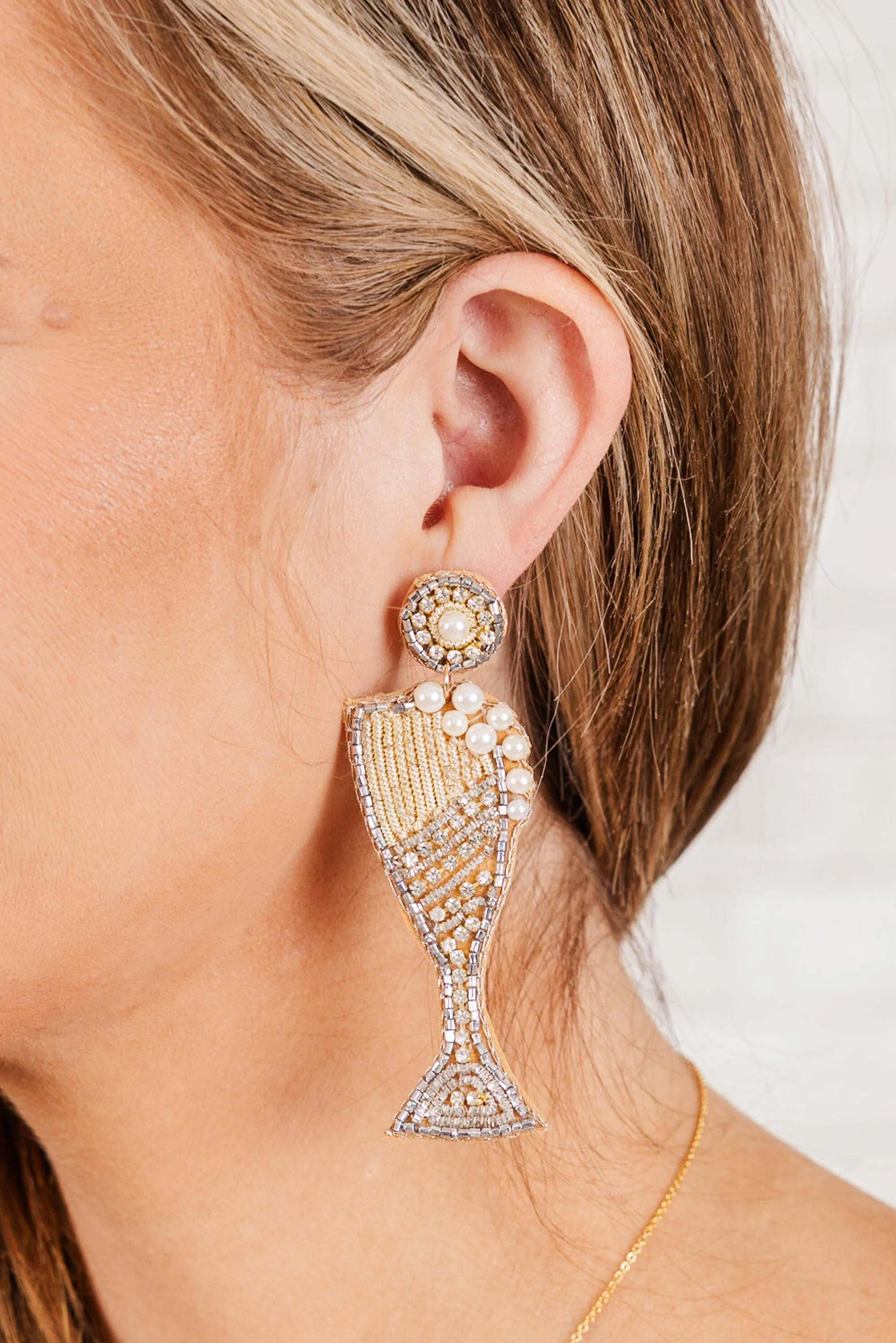 Champagne Kisses Earrings, Gold