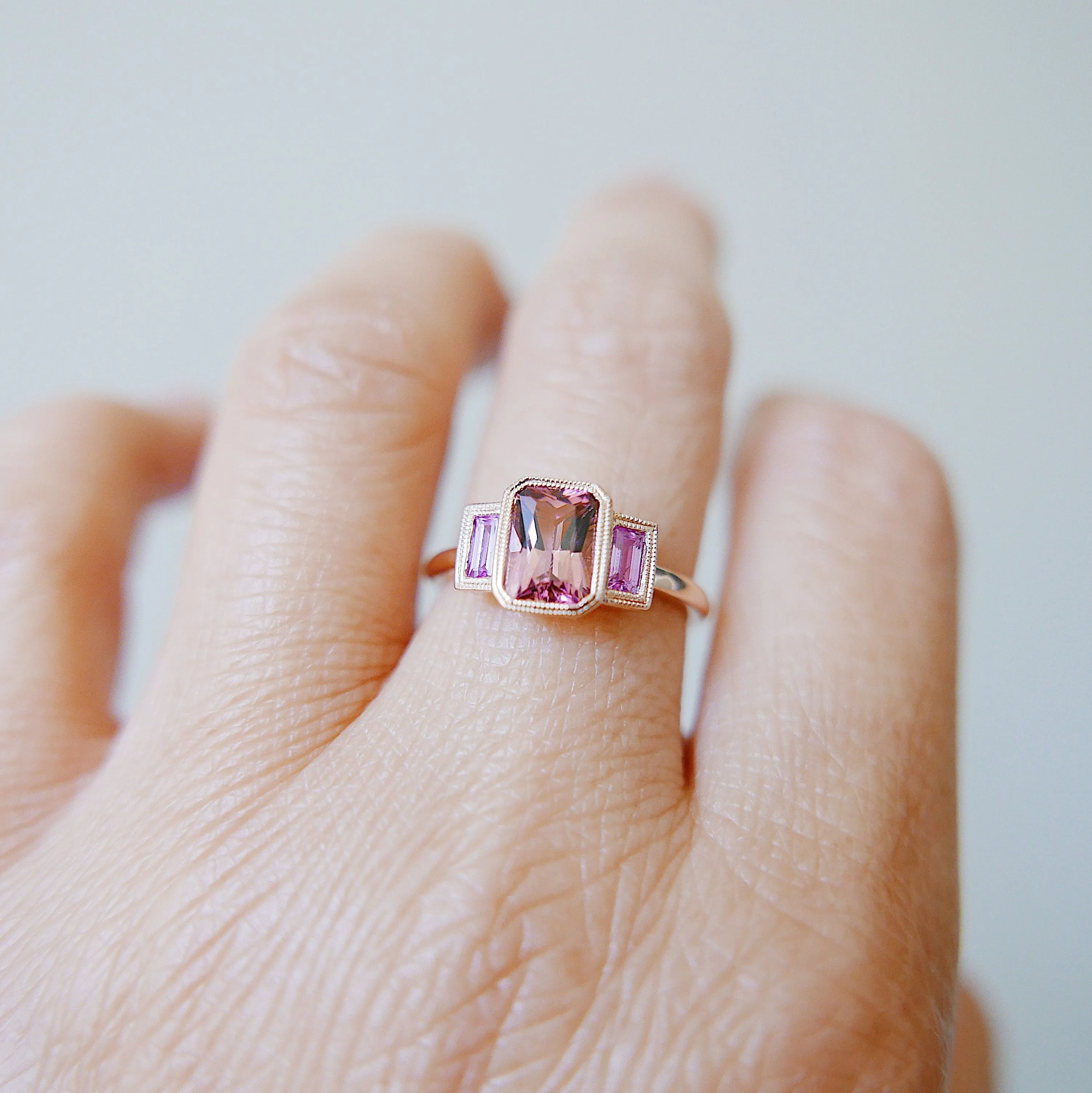Charlotte Radiant Pink Tourmaline and Sapphire Ring