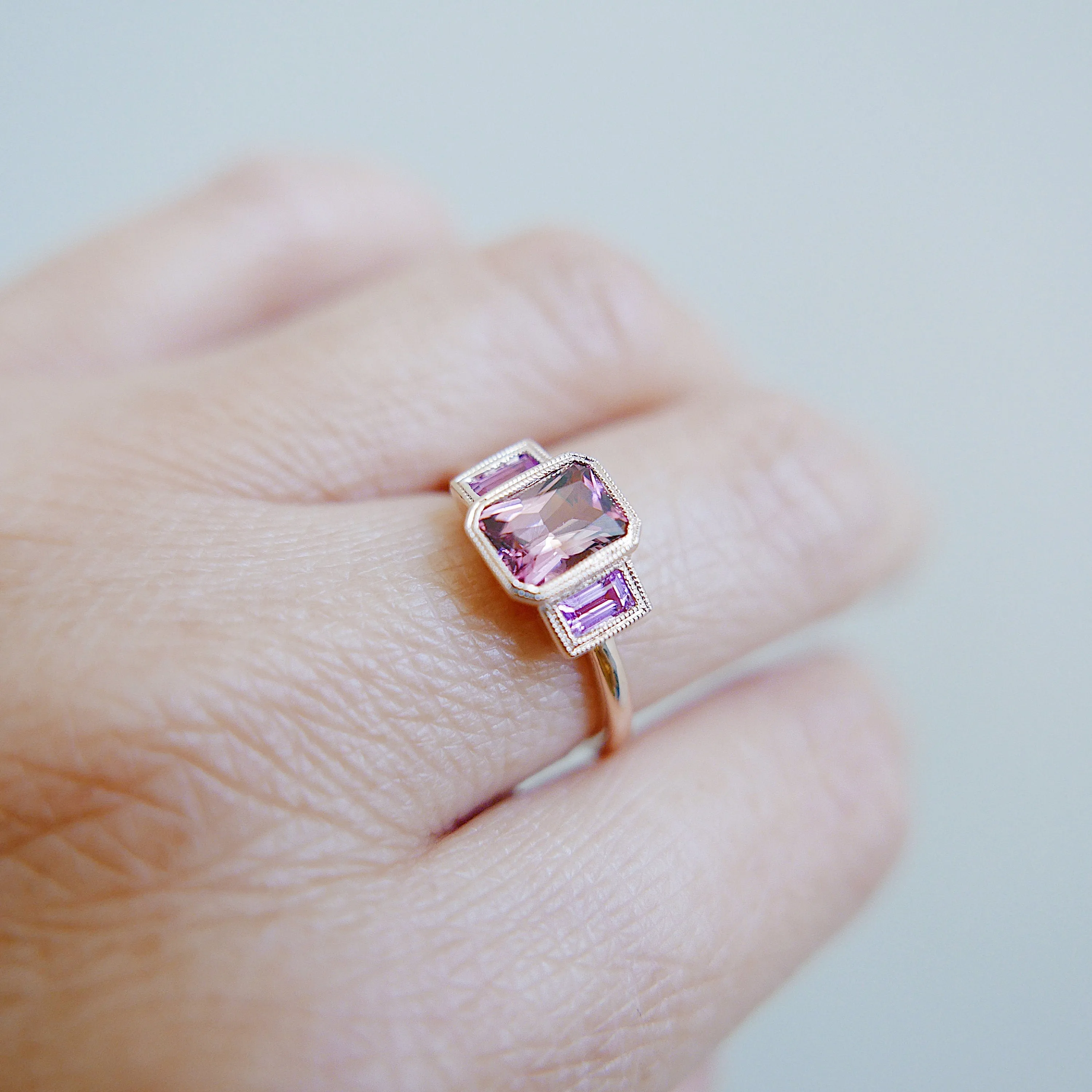 Charlotte Radiant Pink Tourmaline and Sapphire Ring