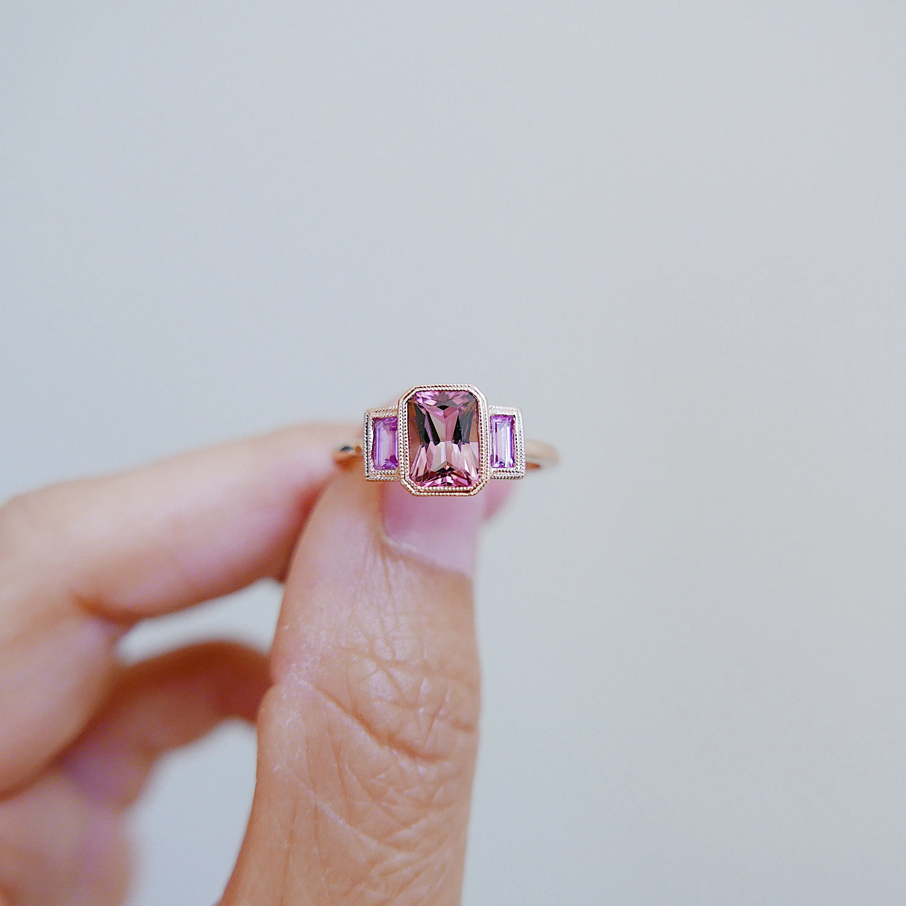 Charlotte Radiant Pink Tourmaline and Sapphire Ring