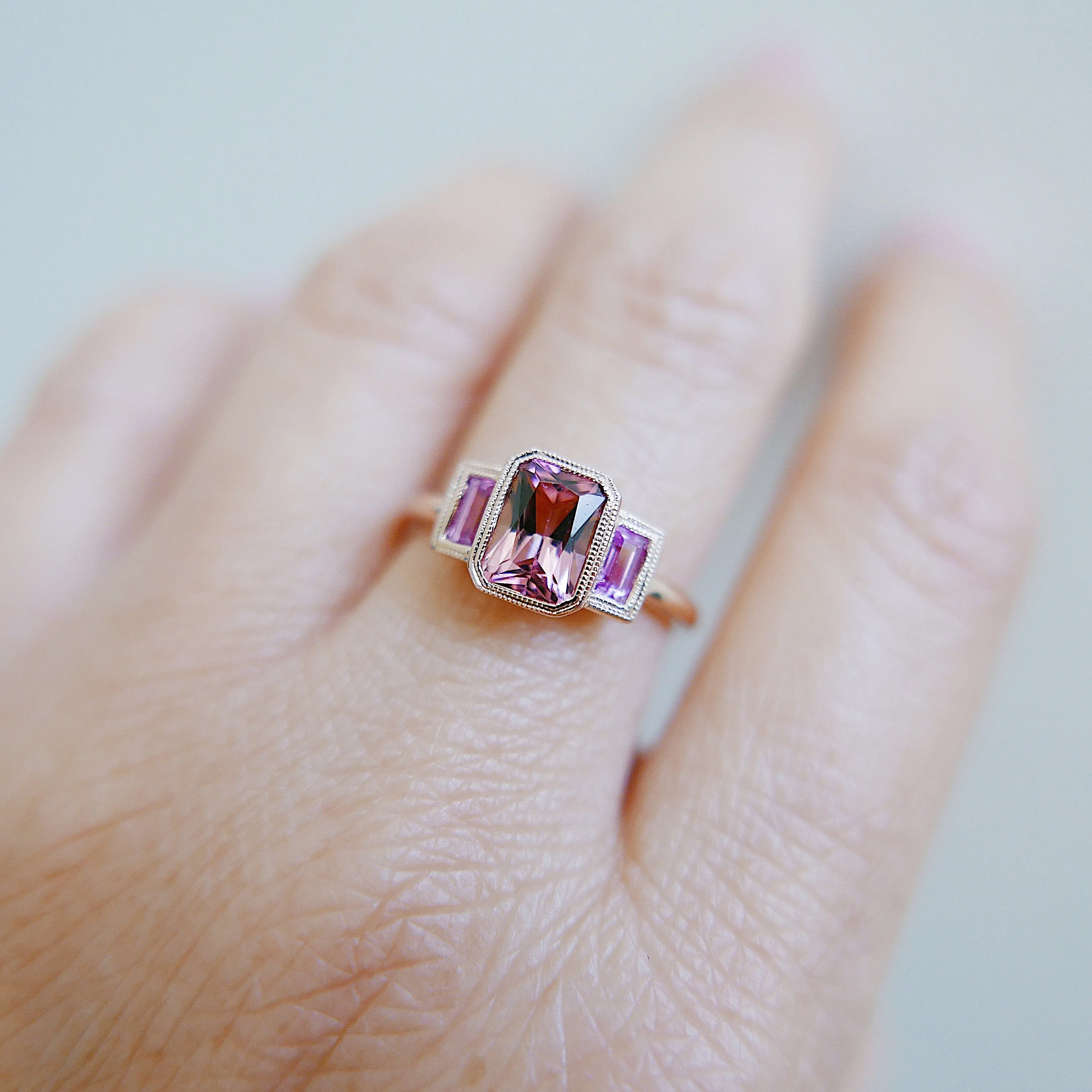 Charlotte Radiant Pink Tourmaline and Sapphire Ring