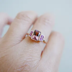 Charlotte Radiant Pink Tourmaline and Sapphire Ring