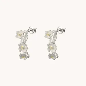 Cherry Blossom Silver Stud Earrings W.