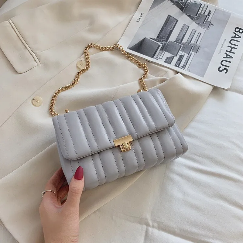 Christmas Gift Trending Chain PU Leather Crossbody Bags For Women 2021 Winter Simple Branded Shoulder Handbags Female Designer Hand Bag