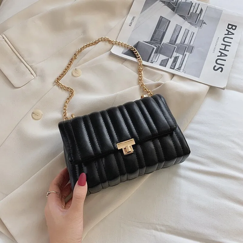 Christmas Gift Trending Chain PU Leather Crossbody Bags For Women 2021 Winter Simple Branded Shoulder Handbags Female Designer Hand Bag